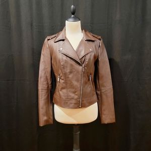 Brown faux-leather Joe Boxer biker jacket